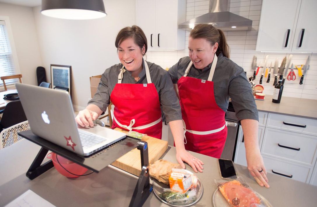 Jody and Kirstie giving a cooking class