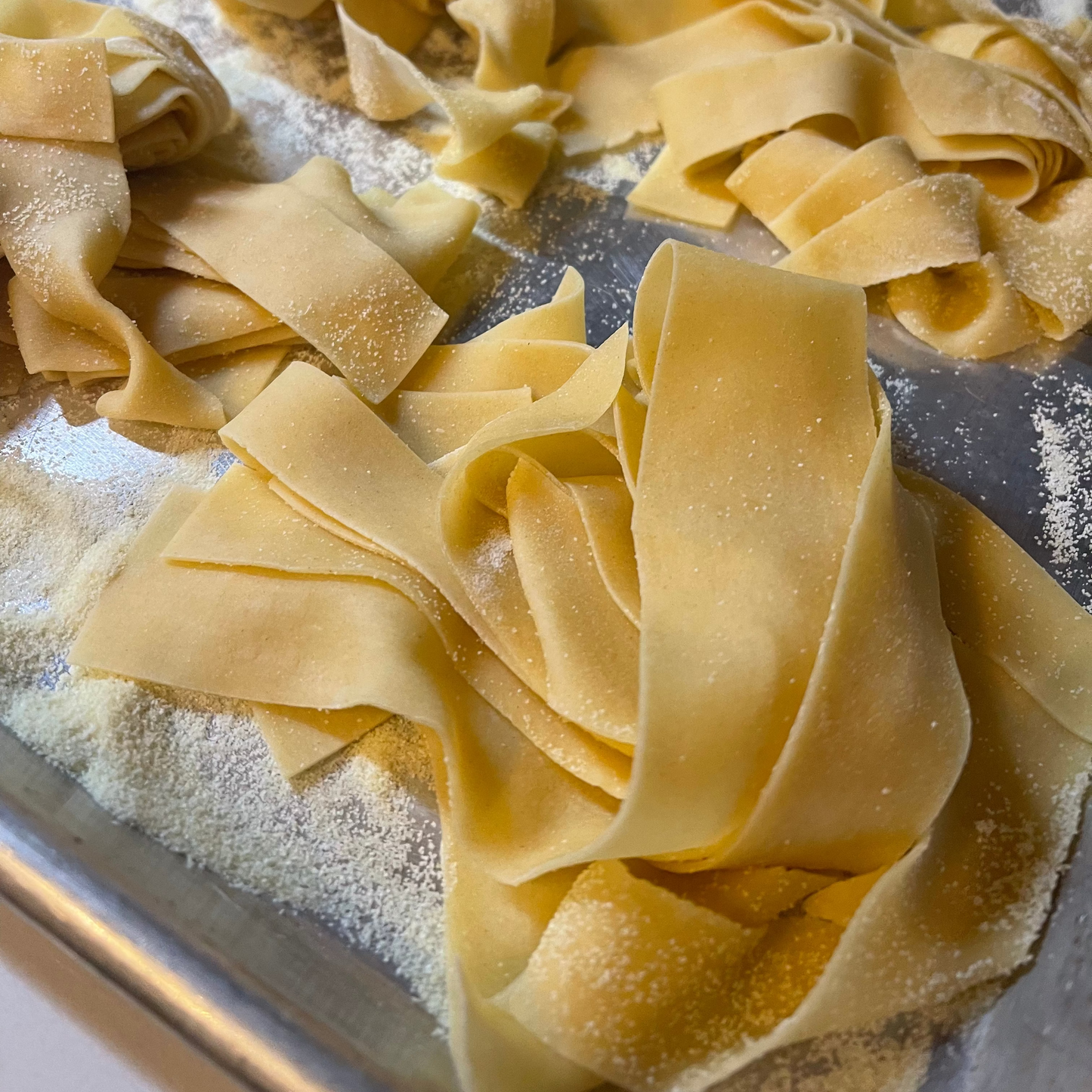 Handmade Pappardelle with Sauce Vierge and Fresh Mozzarella