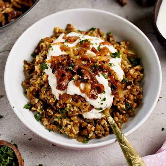 Mujadara (Middle Eastern Rice with Fried Onions)